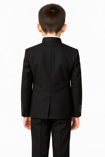 SIRRI 6 Pieces Black Suit for Boys with Stand Collar