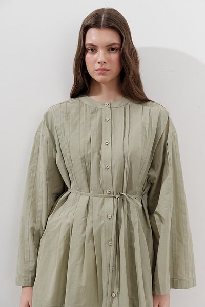 Manuka Ribbed Wide Sleeve Tunic Çağla