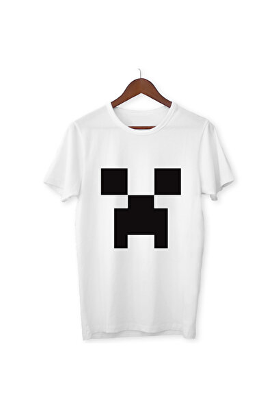 ALPŞAN TİCARET Mınecraft Çocuk Yetişkin Beyaz T-shirt Unisex Çocuk Tişört