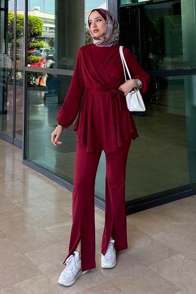 Tesettür Diyarı Women's Pants V Crossed Hijab Suit