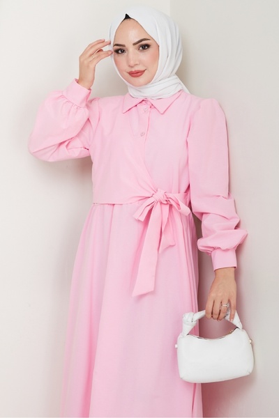 Bestenur Φόρεμα Reyel Cross Tie 1464 - Πούδρα