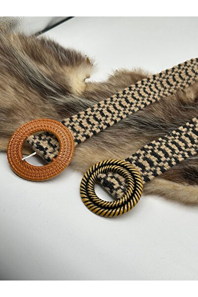 ASLIHAN KEMER حزام قش مزدوج مرن للنساء