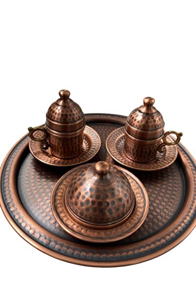 Tanrıkulu Bakırcılık Copper Antique Hammer Forged Cup Set for 2 People