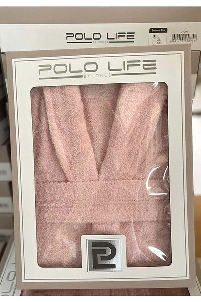 polo life Μπουρνούζι σε κουτί 100% βαμβακερό μονόχρωμο σαλιάρα-A. Pink (μέγεθος XXL)
