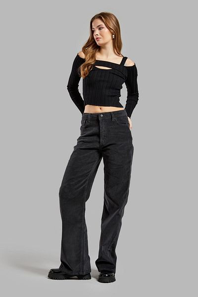 its basic Women's Velvet Straight Fit Trousers
