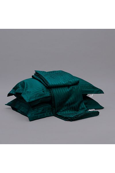Bed N Home SA Flat bed sheet set,100%Egyptian cotton, 350TC,Stripe, 1cm,Green ,2pillowcases, 270x280cm