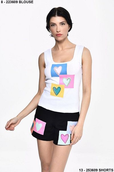 DQMANE Stone and Bead Embroidered Design Shorts and Suspender Set