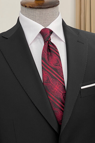 NAZEF Slim Fit Mono Collar Superior Silk Wool Black Suit (Premium Six-Star Fabric)