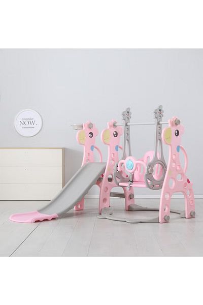 FULLJOY Deer-shaped slide with swing, basketball hoop and music 4*1, 155*140*105cm