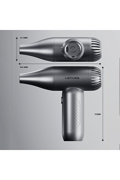 Lenyes LTF02 Dijital LED Göstergeli 4 Kademeli Çok Fonksiyonlu Üfleme/Çekme Turbo El Fanı Gri