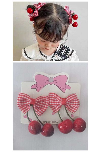 Eva Rose 2 Pieces of Cherry Collet Buckle Girls' Buckle School Buckle Feast Buckle Children's Buckle Baby Buckle