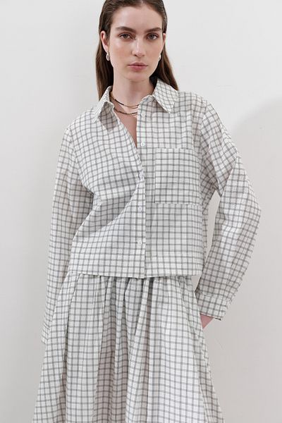 Manuka Patterned Poplin Shirt Ecru