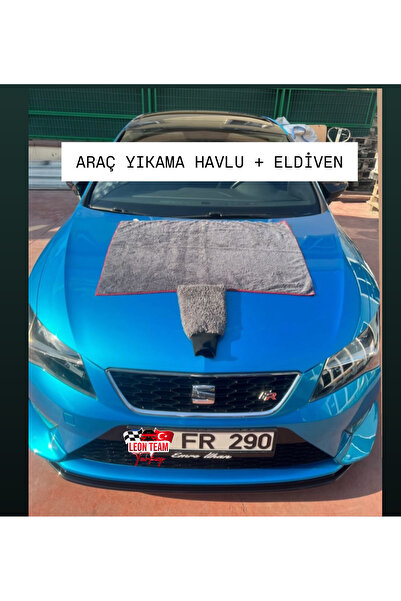 LeonTeamTurkey Araç Yıkama Havlusu 90*60 + Araç Yıkama Eldiveni Premium Kalite
