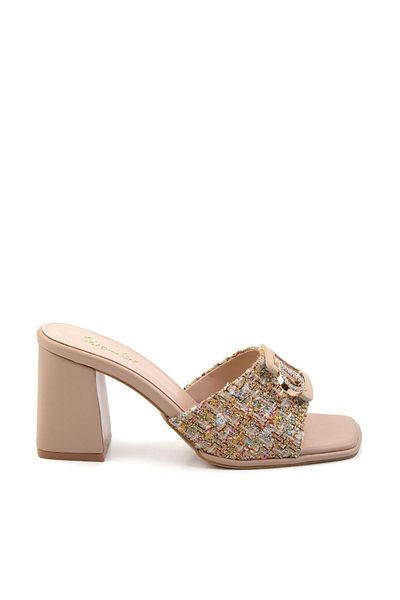 Bambi Beige Patterned Women's Slippers K04231448804