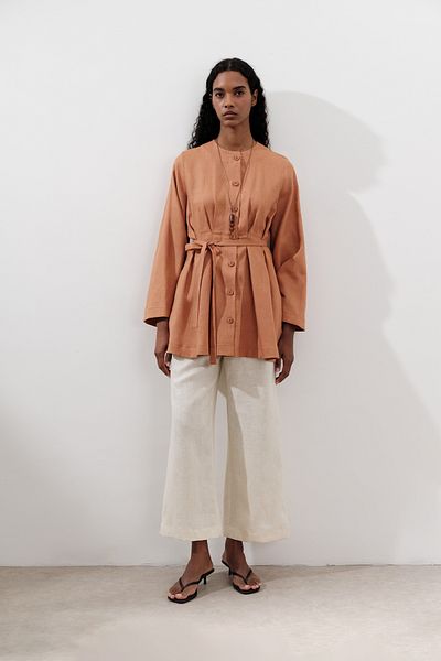 Manuka Linen Pencil Tunic Orange