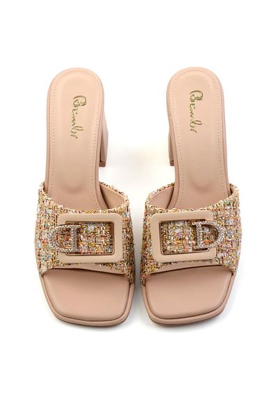 Bambi Beige Patterned Women's Slippers K04231448804