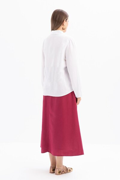 ALLDAY White-Leg Sleeve Pile Detailed Linen Shirt