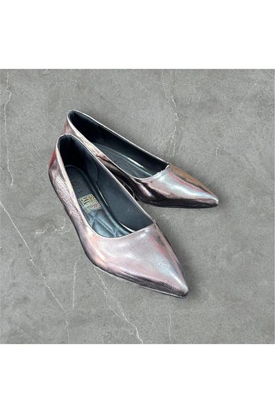 İpek Silk Women's Smoked Patent Leather Short Heel Comfortable Sitiletto