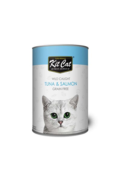 Kit Cat طعام قطط معلب خالٍ من الحبوب بنكهة التونة والسمك البري مع السلمون 400...