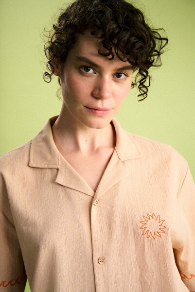 WWF Market Sun and Wave Muslin Shirt - Beige