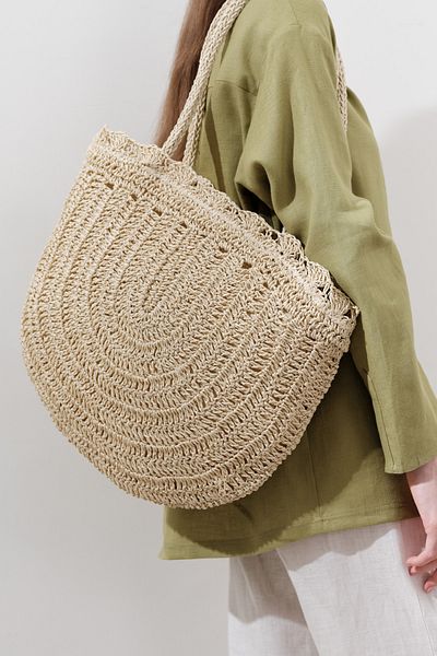 Manuka Braided Detail Wicked Handle Bag Beige