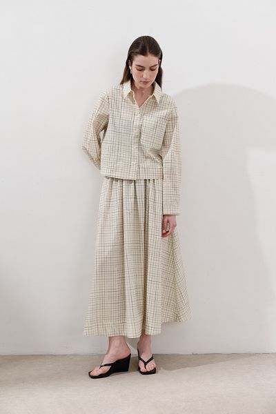 Manuka Patterned Poplin Skirt Yellow
