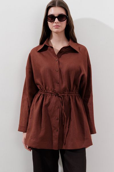 Manuka Linen Waist Tie Tunic Copper