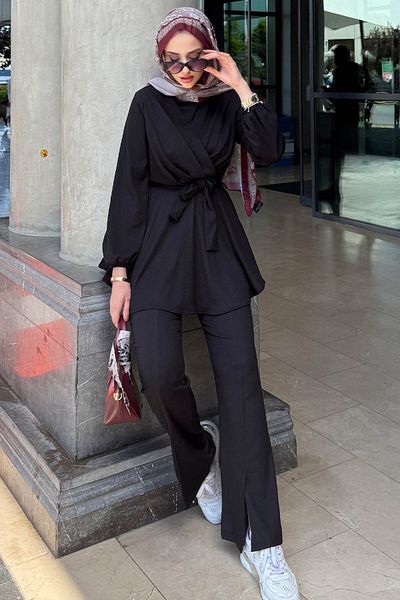 Tesettür Diyarı Women's Pants V Crossed Hijab Suit