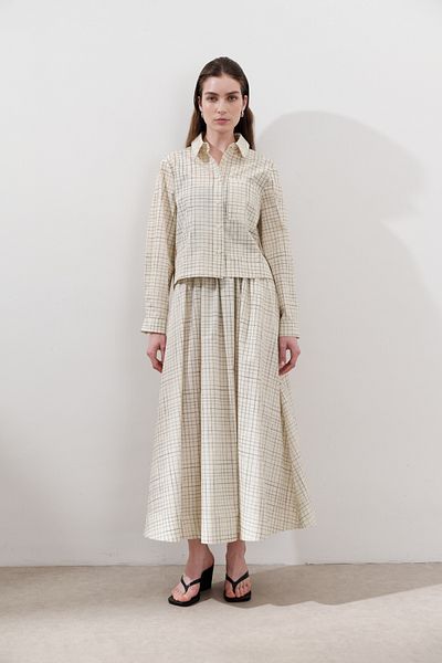 Manuka Patterned Poplin Skirt Yellow