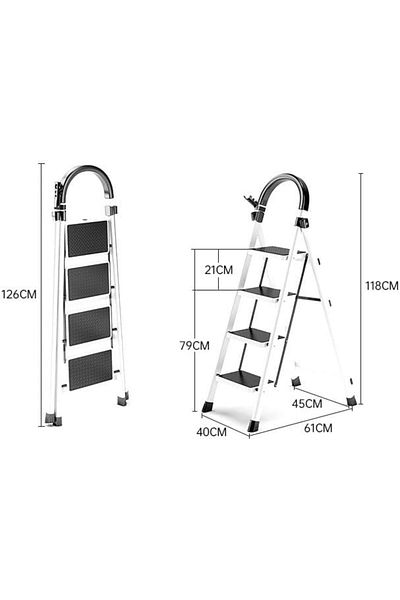 POWER INDUSTRIAL Power Industerial Folding Ladder 4-steps Folding Step Stool Lightweight Anti Slip For Home
