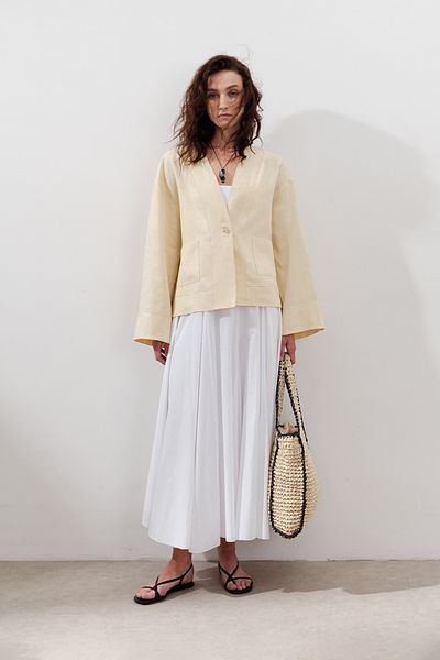 Manuka Partial Wide Cotton Skirt Ecru