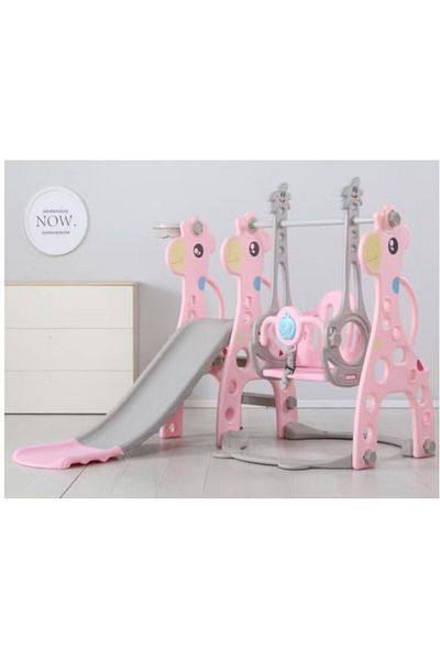 FULLJOY Deer-shaped slide with swing, basketball hoop and music 4*1, 155*140*105cm
