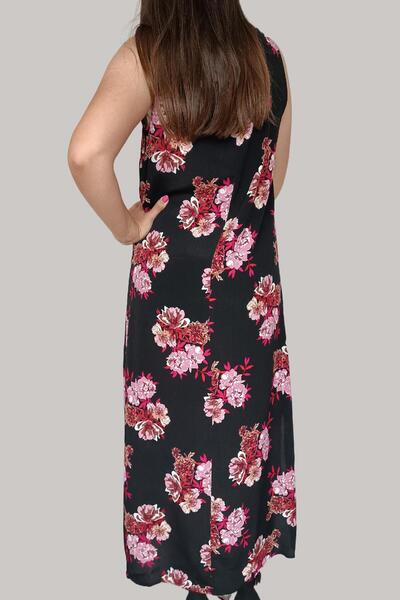 Kapp Ahl Μακρύ καλοκαιρινό φόρεμα, αμάνικο, με φλοράλ τύπωμα, μαύρο, S