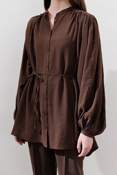 Manuka Tunic with Tie Brown