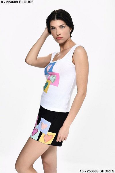 DQMANE Stone and Bead Embroidered Design Shorts and Suspender Set