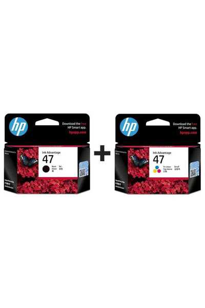 HP 47-6ZD21AE Siyah + Hp 47-6ZD61AE Renkli Hp DeskJet Ultra Ink Advantage 482...