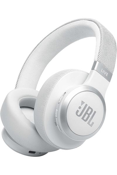 JBL سماعات JBL Live اللاسلكية فوق الأذن مع خاصية إلغاء الضوضاء التكيفية 770NC باللون الأبيض
