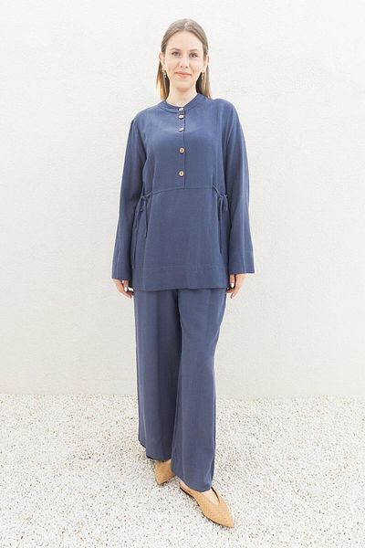 ALLDAY Indigo-Tie Detailed Trousers Suit