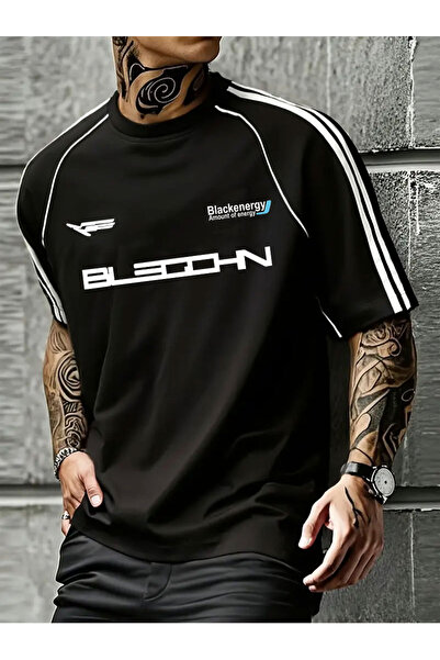 Cool mans Υπερμεγέθης Μαύρο T-Shirt από χτενισμένο βαμβάκι με λεπτομέρεια Ara...