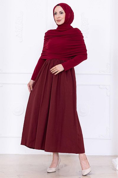 hafsamina Φόρεμα Draped Claret Red HM2780