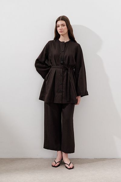 Manuka Linen Pencil Tunic Bitter Brown