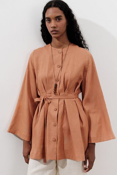 Manuka Linen Pencil Tunic Orange