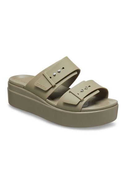 Crocs Women's Brooklyn Low Wedge Sandal Brown - Khaki 34-35 Eu - W5 Us