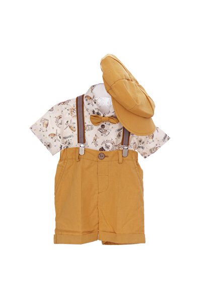 Recostore Κόστουμο βάπτισης με κοντά μανίκια, κίτρινο μουστάρδας, 5 τεμάχια, ...