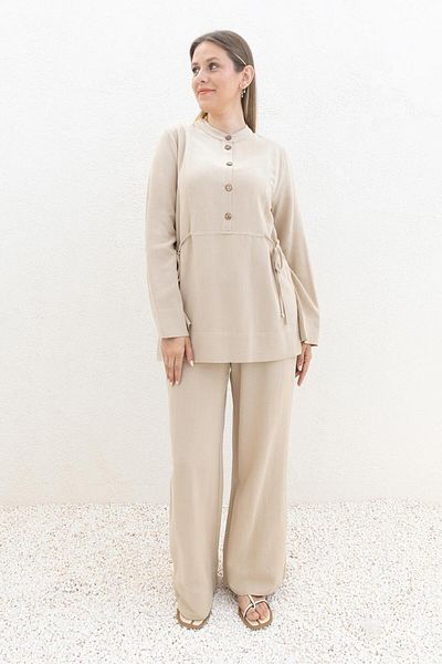 ALLDAY Beige-Tie Detailed Trousers Suit