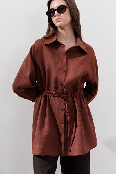 Manuka Linen Waist Tie Tunic Copper