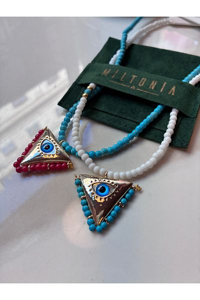 Miltonia Eye Bead Summer Necklace Blue