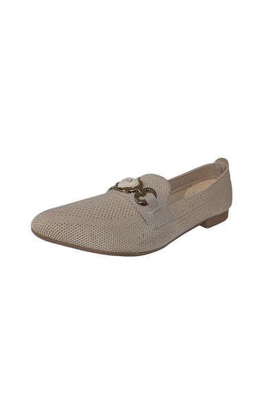 ZEYHAN Women's Beige Front Buckle Detailed Knitwear Ballerinas