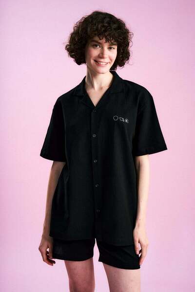 WWF Market Seashells Muslin Shirt - Black