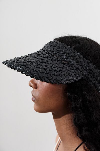 Manuka Straw Visor Hat Black